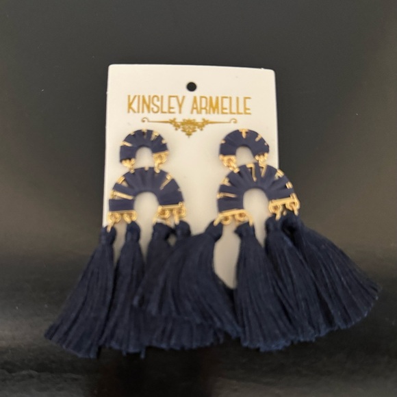 Kinsley Armelle Jewelry - Kinsley Armelle Navy Blue Tassel Earrings